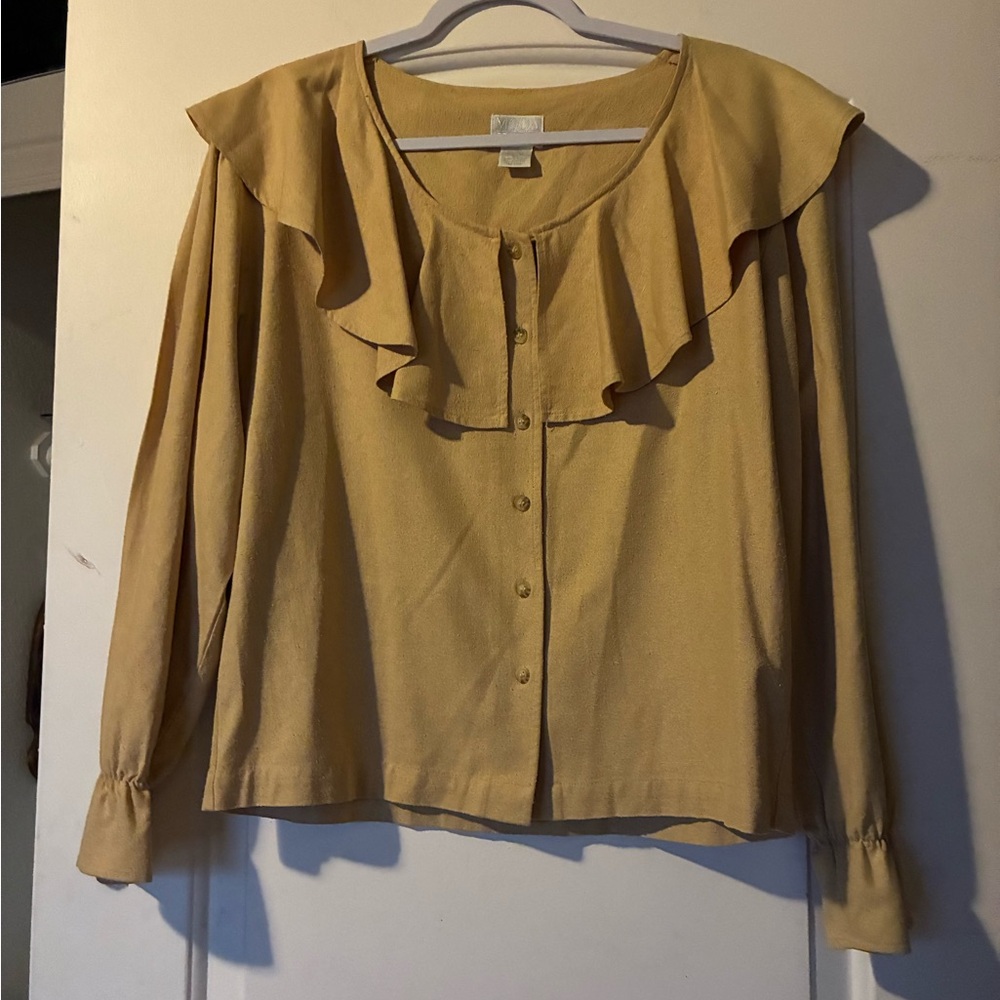 Women's Ruffled Tan Blouse